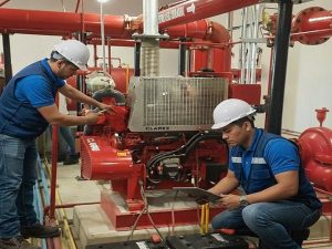 Thợ sửa máy bơm PCCC phát ra tiếng ồn